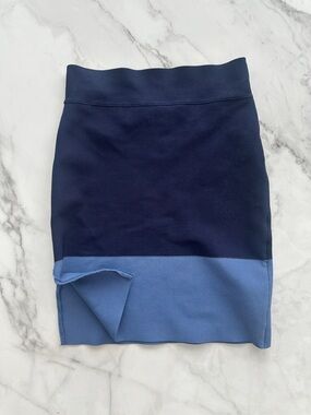 BCBGMaxAzria Navy and Light Blue Two-Tone Pencil Skirt